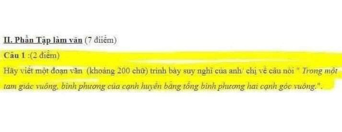 Giáo viên đưa định lý Pitago vào đề Văn, nhưng bài làm của học sinh mới khiến dân mạng 'choáng'