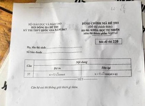 Nhiều mã đề thi môn Vật Lý bị đính chính do lỗi in ấn: Thí sinh nói gì?