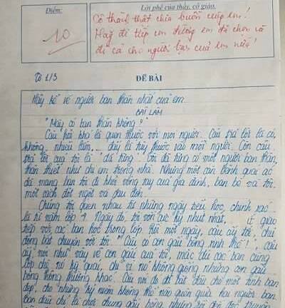Bài Văn điểm 10 của học sinh lớp 10 xôn xao mạng xã hội