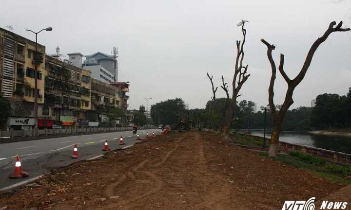 Ảnh: Phố Kim Mã sau ngày di dời hàng cây cổ thụ làm ga đường sắt