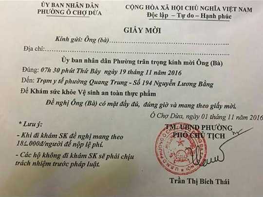 Dân bất ngờ khi nhận giấy mời bắt buộc đi khám sức khỏe từ UBND phường