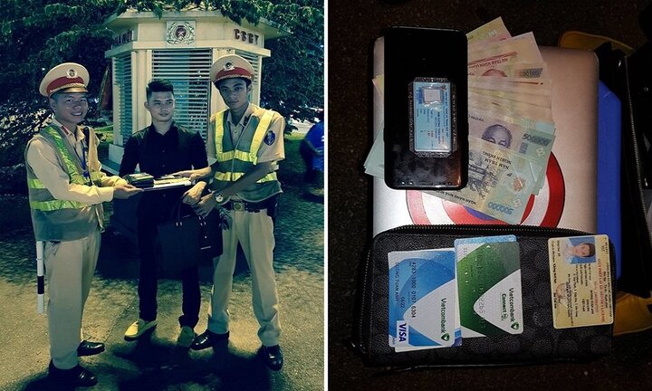 CSGT Hà Nội trả lại chiếc cặp chứa kim cương cho nam thanh niên đánh rơi
