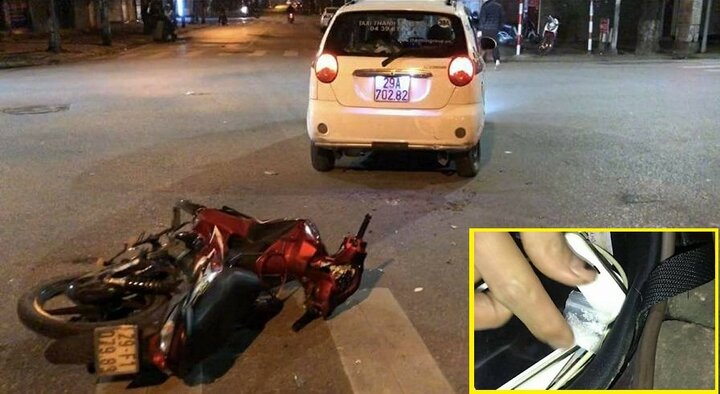 Cầm ma túy ra đường gặp cảnh sát, lái xe bỏ chạy tông trúng taxi