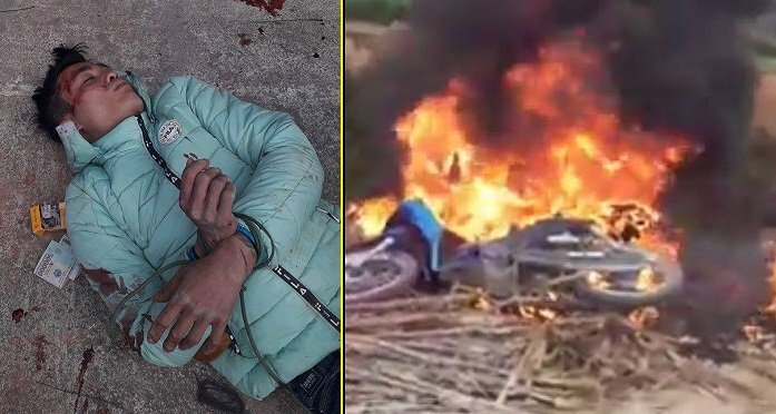 Trộm chó bị dân đánh ngất xỉu, đốt xe máy ở Vĩnh Phúc