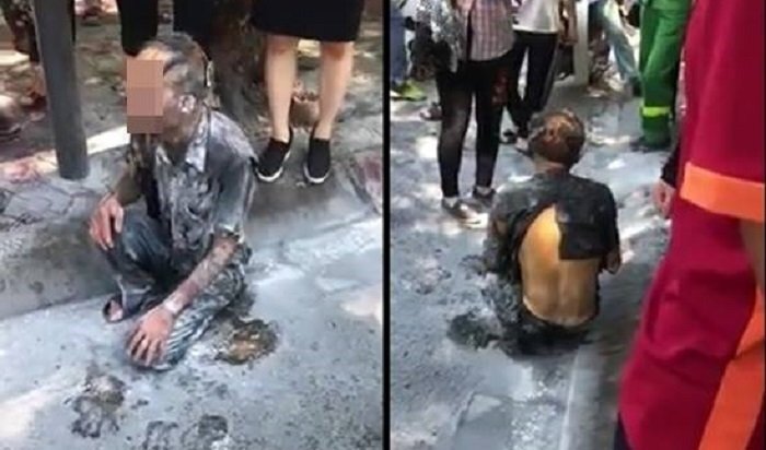 Người đàn ông đi xe đạp, tẩm xăng tự thiêu trên phố Hà Nội