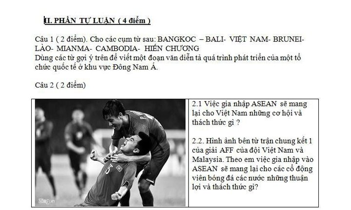 Chiến thắng của đội tuyển Việt Nam tại AFF cup được đưa vào đề kiểm tra THPT