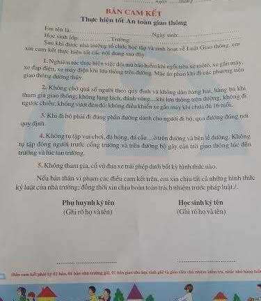 Học sinh lớp 1 phải ký cam kết an toàn giao thông: Sở GD-ĐT Đồng Nai trần tình