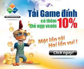 'Tải game cực đỉnh – Nhận 10% thẻ nạp Vcoin'