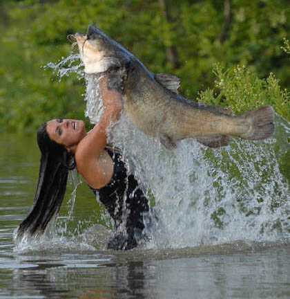 Thú chơi kinh dị: Dùng tay làm mồi nhử tóm cá khổng lồ