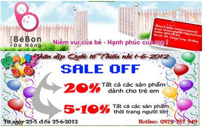 Tưng bừng khuyến mại 1/6, giảm giá lên đến 20%