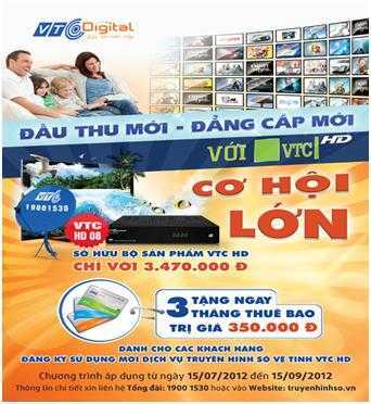 Tặng 3 tháng thuê bao cho đầu thu VTC HD mới