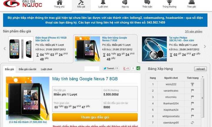 Nhận Máy tính bảng Google Nexus 7 tại Chodientu.vn