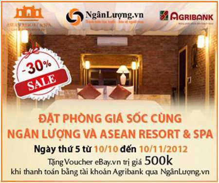 Đặt phòng giá sốc cùng Ngân Lượng và ASEAN Resort & Spa