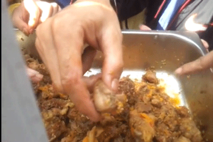 Thịt gà có dòi trong bữa cơm trưa