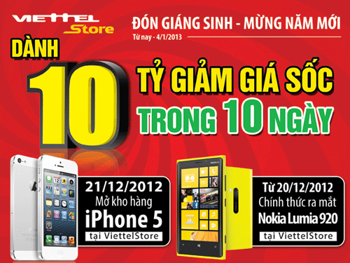 Viettelstore dành 10 tỷ giảm giá sốc trong 10 ngày