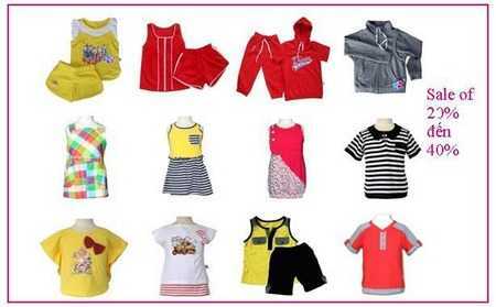Giảm giá đến 40% quần áo trẻ em