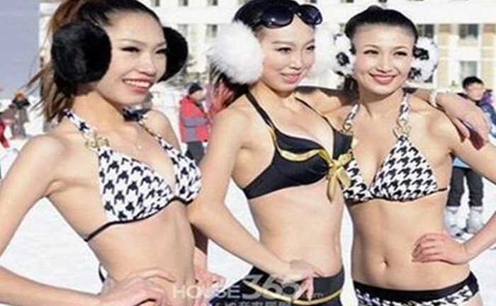 -21 độ, mỹ nữ mặc bikini thi Hoa hậu tuyết