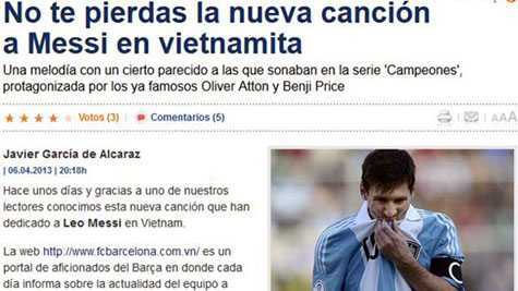Rap Messi của fan Việt lên báo Tây Ban Nha