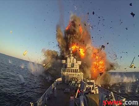 Clip: Bị tên lửa tấn công, tàu chiến Na Uy nổ tung