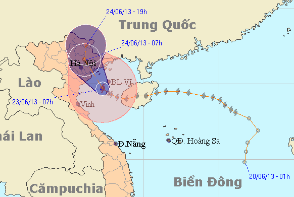 Các tỉnh miền Bắc bắt đầu có mưa rất to