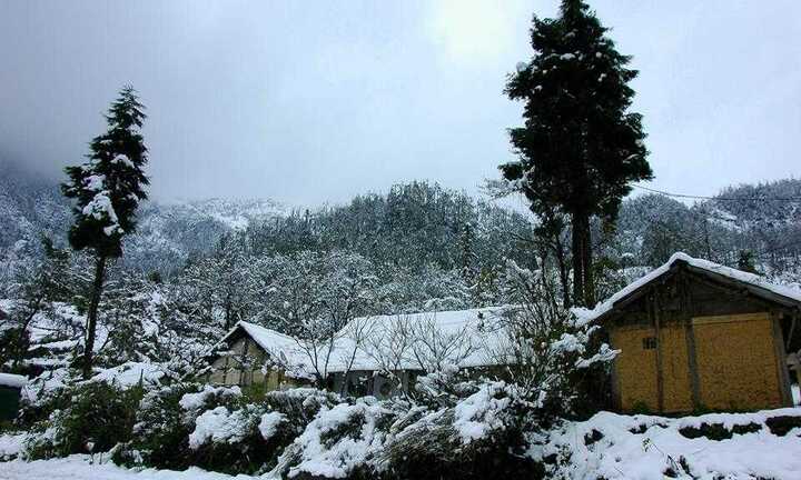 Tuyết đang phủ trắng xóa cao nguyên đá Đồng Văn