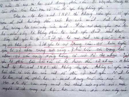 Những bài văn nghị luận yêu sớm