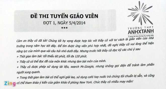 Đề thi tuyển giáo viên độc nhất vô nhị