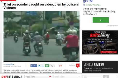 Bắt cướp nhờ camera hành trình ở VN gây sốt trên báo Tây