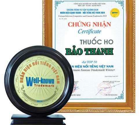 Nhãn hiệu nổi tiếng 2014 có sự góp mặt của Thuốc ho đông dược Bảo Thanh