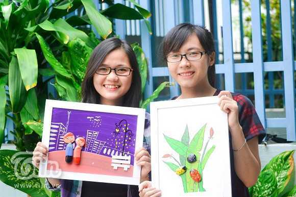 Nữ sinh Đà Nẵng làm tranh độc đáo từ sỏi, đá