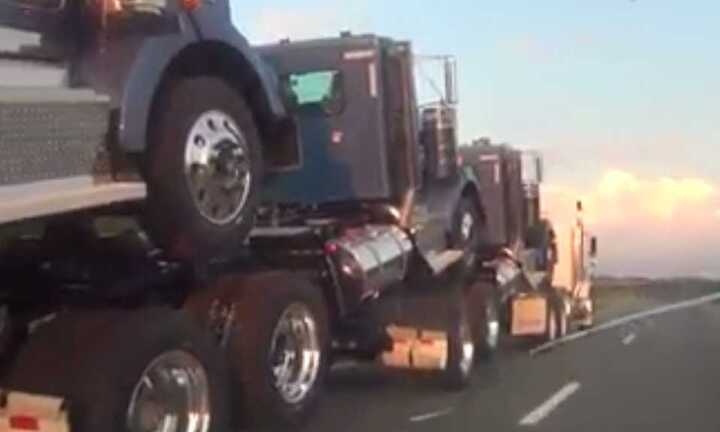 Video: 4 xe tải chồng lên nhau phóng trên cao tốc