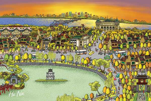 'Chất Hà Nội' đậm nét qua tranh đồ họa đẹp mắt