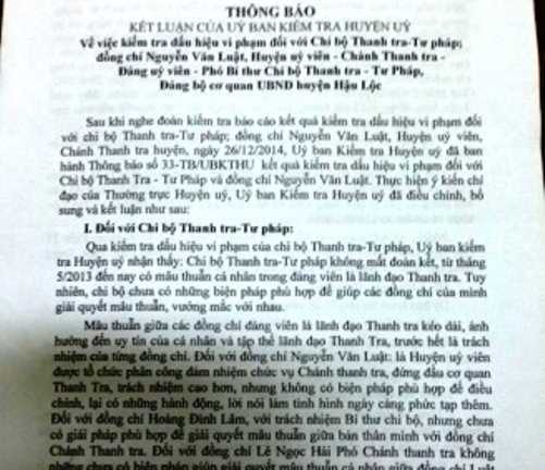 Chánh thanh tra có bằng trung cấp trước bằng cấp 3