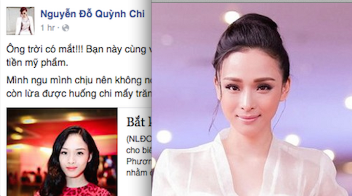 MC Quỳnh Chi tố Trương Hồ Phương Nga lừa đảo hàng trăm triệu đồng