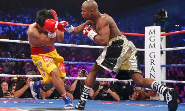 Video: Pacquiao tấn công liên tục Mayweather trong hiệp 5