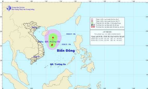Xuất hiện áp thấp trên Biển Đông