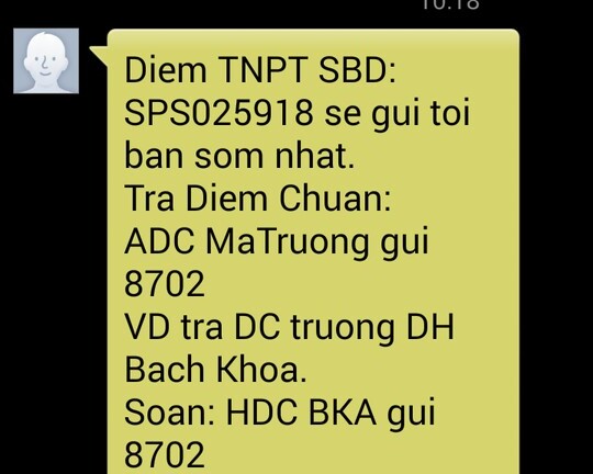 Xuất hiện tổng đài 8702 cung cấp điểm thi THPT quốc gia 2015