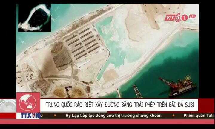 Clip: Trung Quốc ráo riết xây đường băng trái phép trên bãi đá Subi