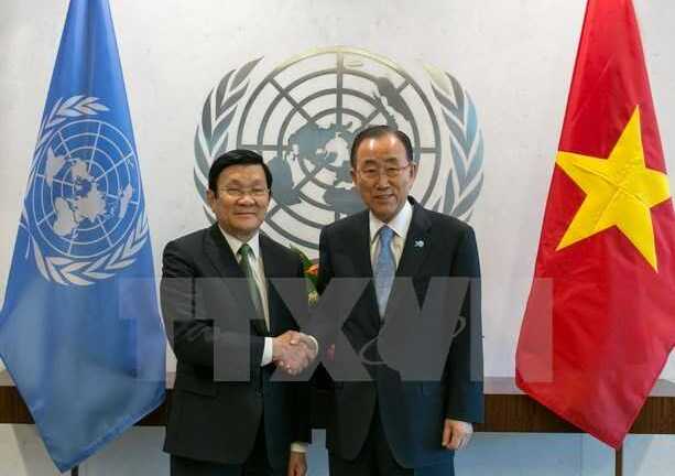 Chủ tịch nước Trương Tấn Sang hội kiến Tổng Thư ký LHQ Ban Ki-moon