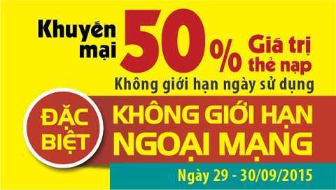 Chỉ có ở Viettel: Khuyến mại 50% thẻ nạp không giới hạn ngoại mạng