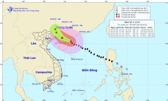 Cơn bão số 4 chuẩn bị đi vào Vịnh Bắc Bộ