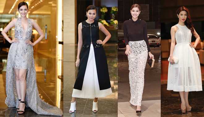 Kỳ Hân và Diễm My đọ sắc với thời trang trắng đen