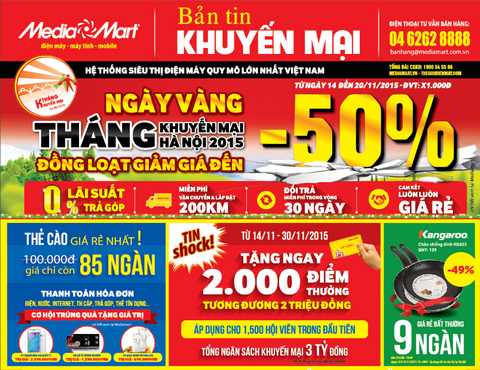 Cao điểm 2 ngày vàng tháng Khuyến mại – 5000 sản phẩm điện máy sập giá tới 50%