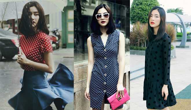 Mặc thời trang chấm bi đẹp như Helly Tống