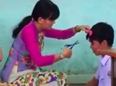 Cô giáo cắt tóc nam sinh trên lớp: 'Học sinh nhờ tôi sửa giúp'