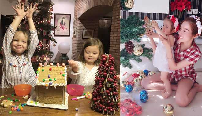 Ngắm 'cậu ấm cô chiêu' nhà sao Việt tự tay trang trí Noel