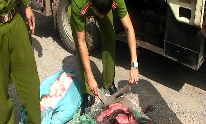 Bắt quả tang hàng tạ mỡ lợn bốc mùi hôi thối nồng nặc trên xe khách