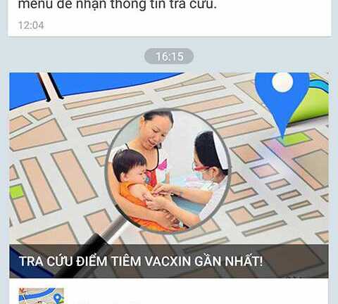 Bộ Y Tế triển khai tra cứu điểm tiêm vắc xin gần nhất qua Zalo
