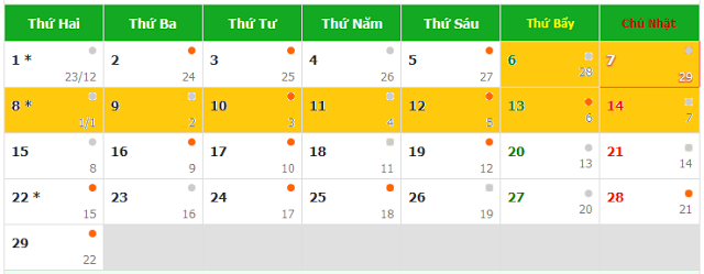 Lịch nghỉ Tết Nguyên đán 2016