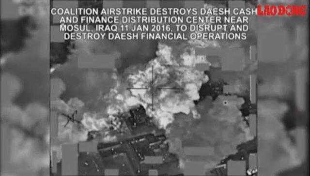 Video: Kho tiền mặt của IS bị Mỹ hóa thành tro bụi